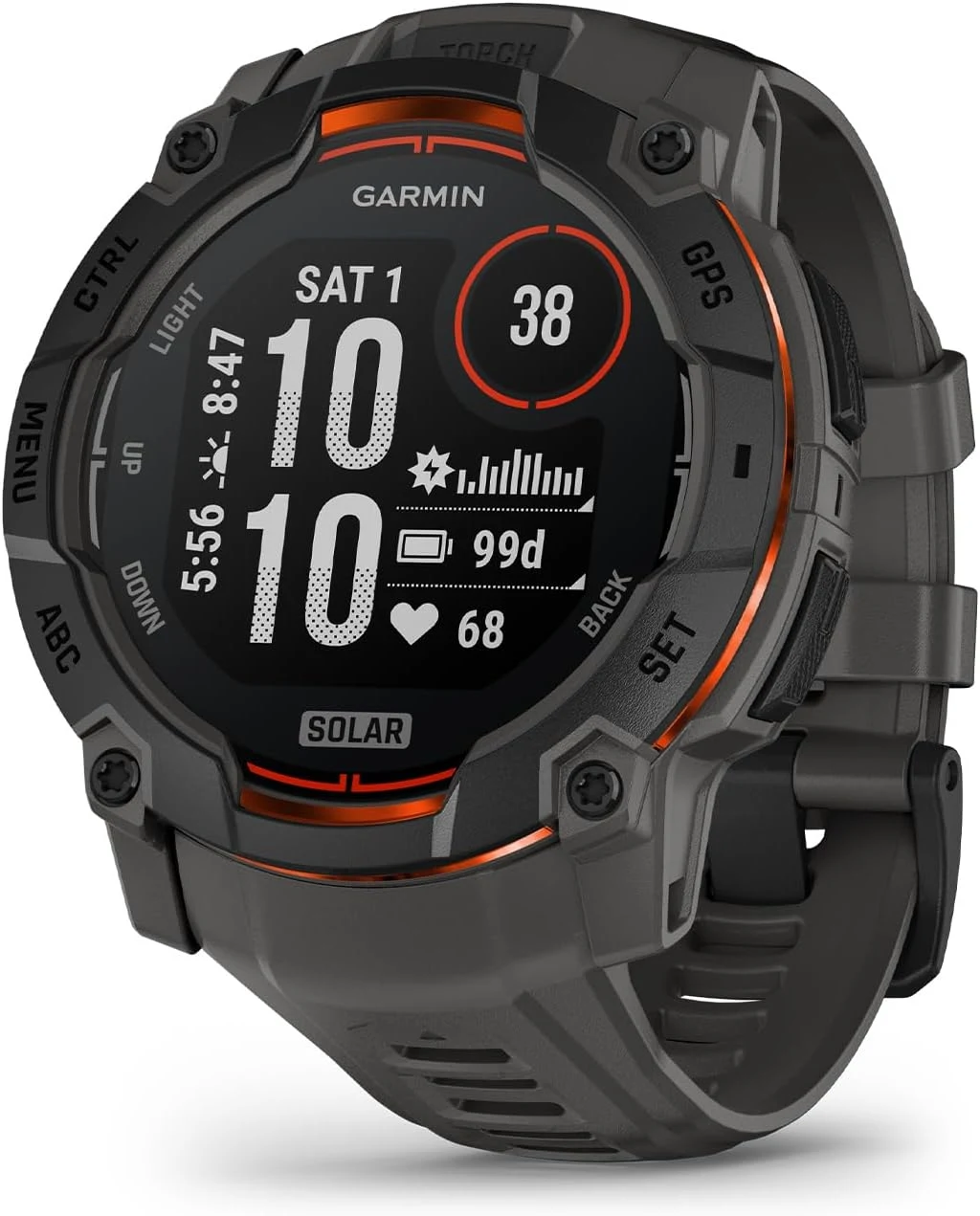 Garmin Instinct® 3 50mm, Solar Charged Display, Rugged Outdoor GPS Smartwatch
